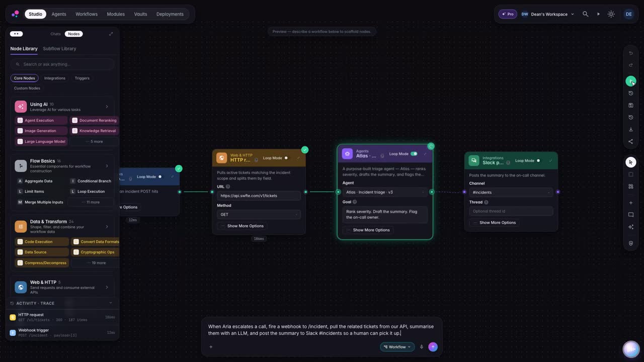 Studio: workflow canvas